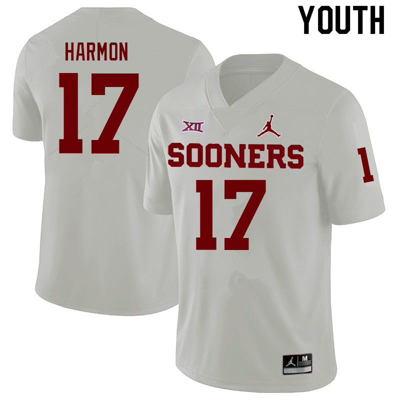 Youth #17 Damond Harmon Oklahoma Sooners College Football Jerseys Sale-White